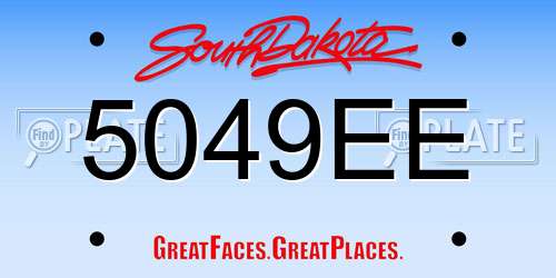 5049EE South Dakota License Plate