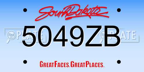 5049ZB South Dakota License Plate