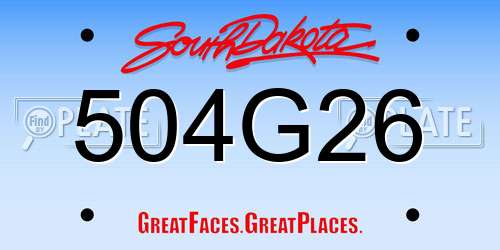 504G26 South Dakota License Plate