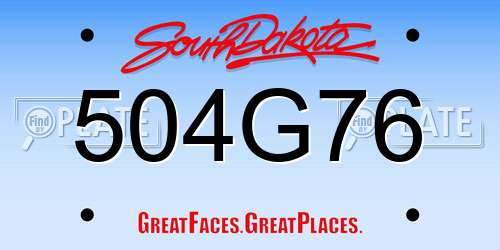504G76 South Dakota License Plate