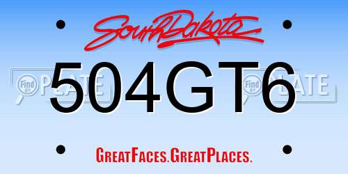 504GT6 South Dakota License Plate
