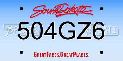 504GZ6 South Dakota License Plate