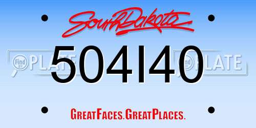 504I40 South Dakota License Plate
