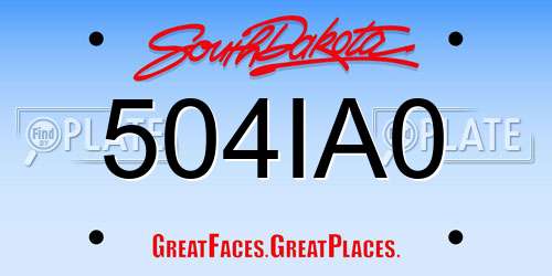 504IA0 South Dakota License Plate