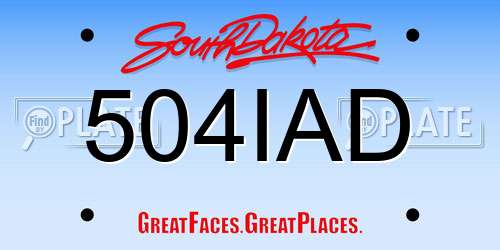 504IAD South Dakota License Plate