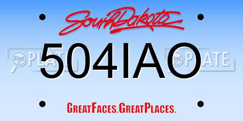 504IAO South Dakota License Plate