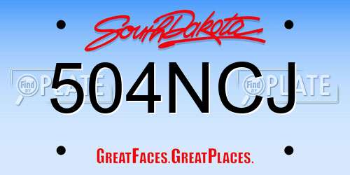 504NCJ South Dakota License Plate