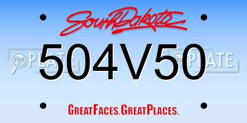 504V50 South Dakota License Plate