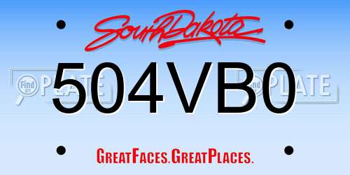 504VB0 South Dakota License Plate