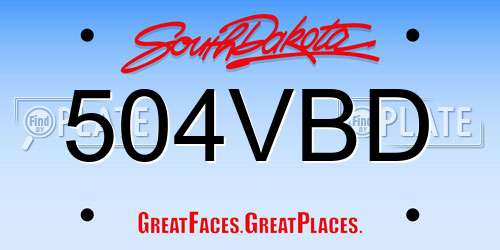 504VBD South Dakota License Plate