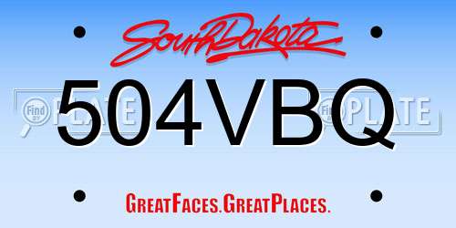 504VBQ South Dakota License Plate