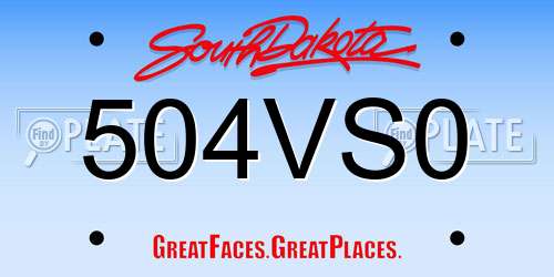 504VS0 South Dakota License Plate