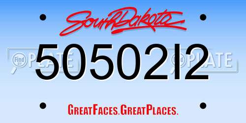 50502I2 South Dakota License Plate