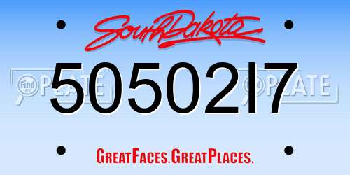 50502I7 South Dakota License Plate