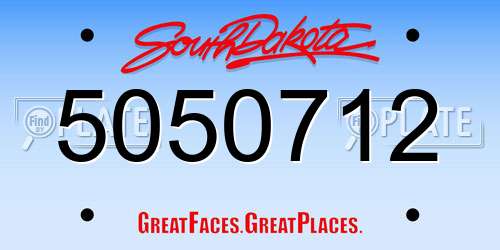 5050712 South Dakota License Plate