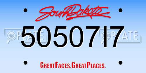 50507I7 South Dakota License Plate