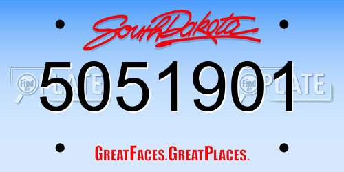 5051901 South Dakota License Plate