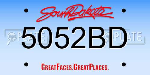 5052BD South Dakota License Plate