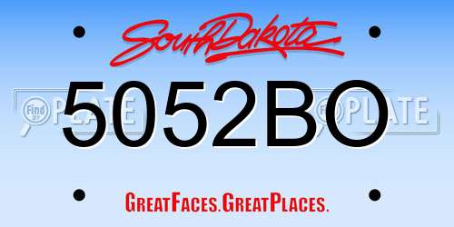 5052BO South Dakota License Plate
