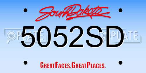 5052SD South Dakota License Plate