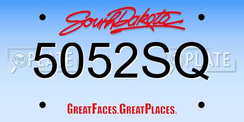 5052SQ South Dakota License Plate