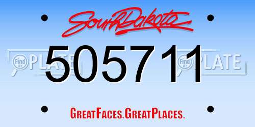 505711 South Dakota License Plate
