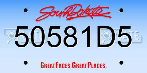 50581D5 South Dakota License Plate