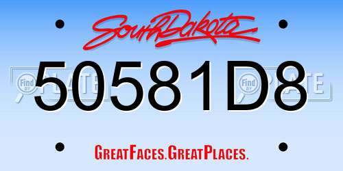 50581D8 South Dakota License Plate