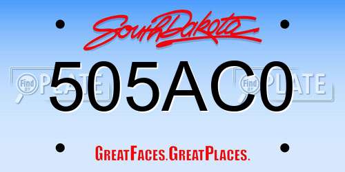 505AC0 South Dakota License Plate