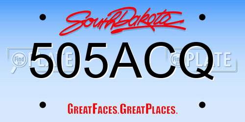 505ACQ South Dakota License Plate