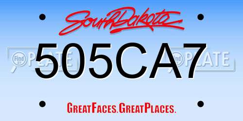 505CA7 South Dakota License Plate