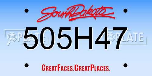 505H47 South Dakota License Plate