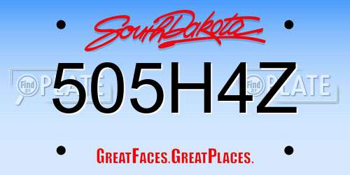 505H4Z South Dakota License Plate