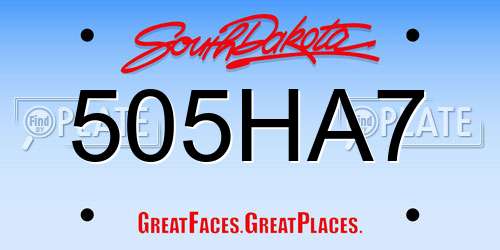 505HA7 South Dakota License Plate