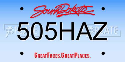 505HAZ South Dakota License Plate