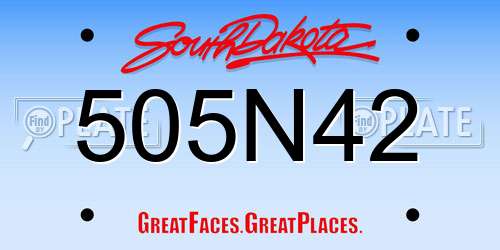 505N42 South Dakota License Plate