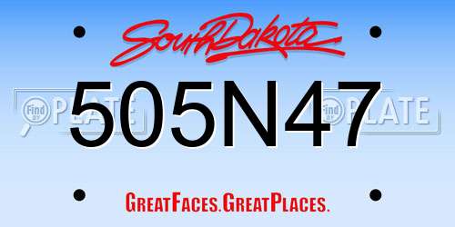 505N47 South Dakota License Plate