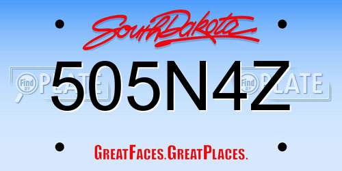 505N4Z South Dakota License Plate
