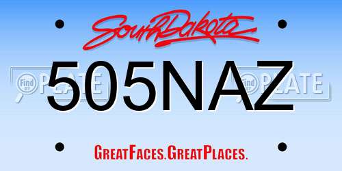 505NAZ South Dakota License Plate