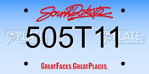 505T11 South Dakota License Plate