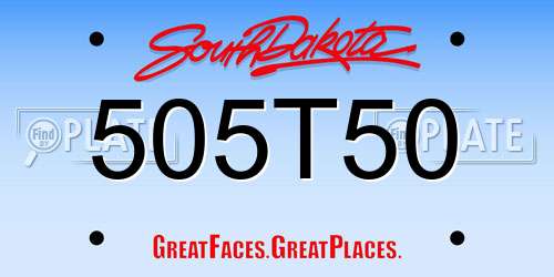 505T50 South Dakota License Plate