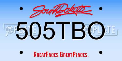 505TBO South Dakota License Plate