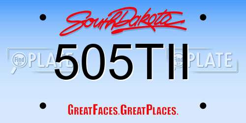 505TII South Dakota License Plate