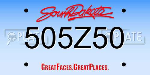 505Z50 South Dakota License Plate