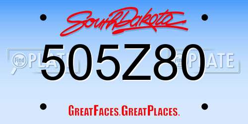 505Z80 South Dakota License Plate