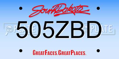 505ZBD South Dakota License Plate