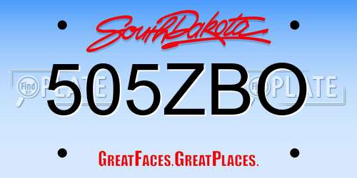 505ZBO South Dakota License Plate