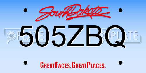 505ZBQ South Dakota License Plate