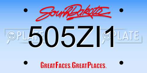 505ZI1 South Dakota License Plate