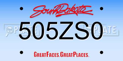 505ZS0 South Dakota License Plate